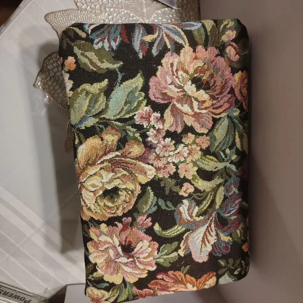 Antique Floral Upholstered Foot Stool Approximately 8.5 X 14